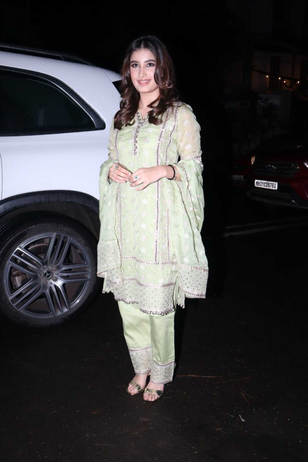 The aspiring actress looked stunning in a pastel green salwar set